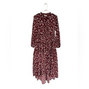 Women’s Ivy City Co Lisbeth Burgundy Floral High Low Dress Size Small